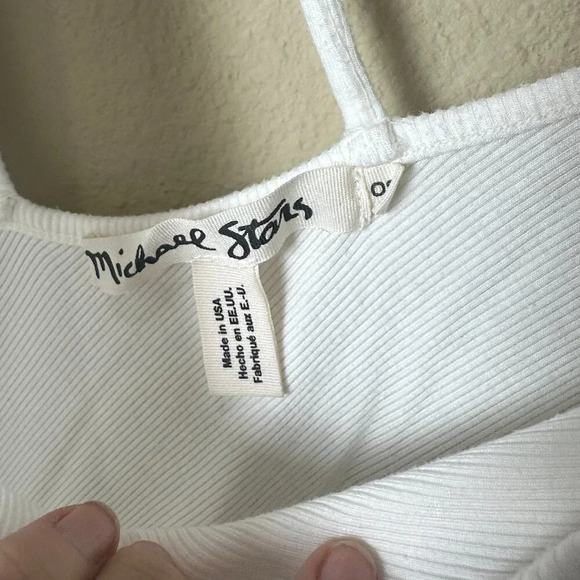 MICHAEL STARS Tiny Rib Drapey Lace UP Back T Shirt Top - One Size - Picture 4 of 7